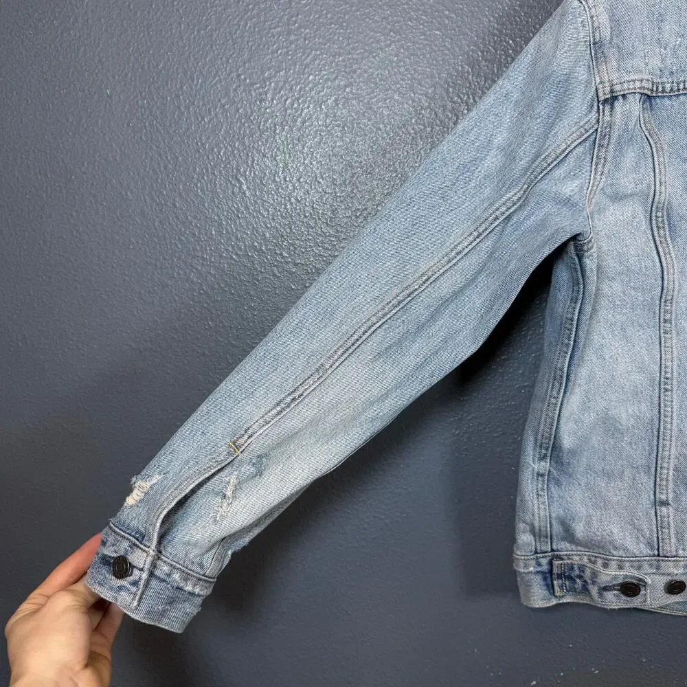 Levi’s S men’s blue denim distressed light jacket bomber